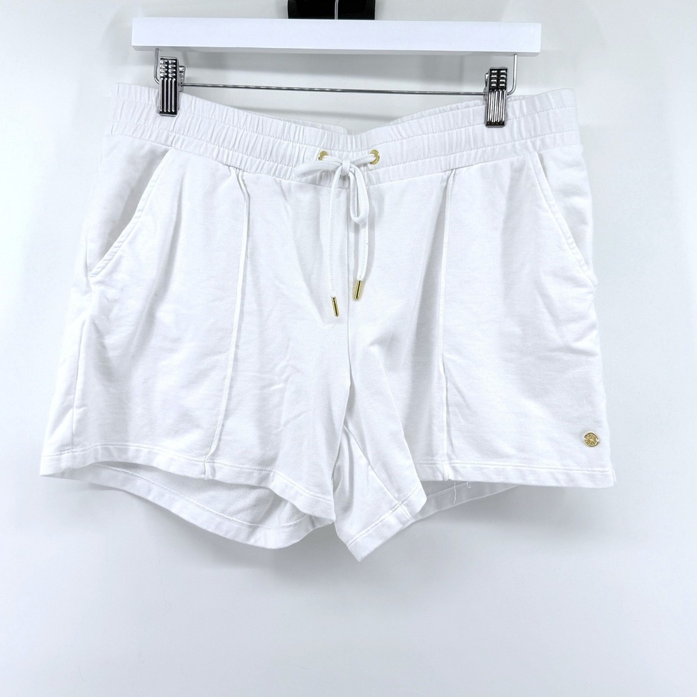 Lilly Pulitzer Ocean Trail Shorts Large White Womens French Terry Lounge Casual